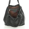 Italská kožená kabelka typu shopper na rameno (Barva Černá)