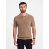 Pánské bavlněné polo tričko se strukturovaným úpletem - V1 OM-POSS-0117 (Velikost S, Barva Olivová)