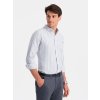 Pánská košile REGULAR FIT s bílými pruhy a kapsou - V1 OM-SHOS-0171 (Velikost S, Barva Šedá)