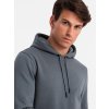 Pánské bavlněné tričko s kapucí a klokaním vzorem BASIC - V1 OM-SSBN-0161 (Velikost S, Barva Tmavě modrá)