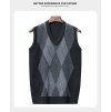 Pánská vesta s geometrickým vzorem (Barva Tmavě šedá, Velikost M)