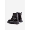 Lakované boty dívčí zateplené kožešinou na zip  Evaliraea (Velikost 26, Barva Černá)