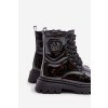 Lakované boty dívčí zateplené kožešinou na zip  Evaliraea (Velikost 26, Barva Černá)