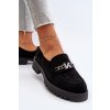 Dámské kožené mokasíny s ozdobou   Loraleima (Velikost 38, Barva Černá)