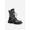 Lakované Boty Pracovníky Se Zdobením Zateplené D&A  MR880-080 (Velikost 37, Barva Černá)