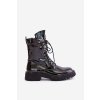 Lakované Boty Pracovníky Se Zdobením Zateplené D&A  MR880-080 (Velikost 37, Barva Černá)