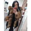 Luxusní parka s pravou kožešinou z lišky a mývala - Černá L