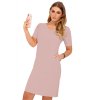Elegantní šaty s kapsami a kulatým výstřihem Minar 85476 (Velikost L, Barva Růžová)