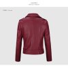 Dámská stylová kožená biker bunda s páskem  - Bordo M