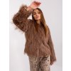 Hnědý chlupatý kabátek kožich oversize AT-KR-2359.96P - M/L