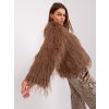 Hnědý chlupatý kabátek kožich oversize AT-KR-2359.96P - M/L