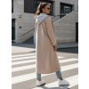 Dámský kabát oversize MODVENTURE s kapucí  NY0721 (Velikost ONE SIZE, Barva Béžová)