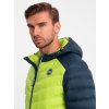 Pánská prošívaná nylonová bunda sportovního stylu (Velikost 2XL, Barva Limetková)