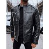 Pánská stylová kožená bunda v biker stylu TX4713 - Černá M