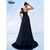 Originální plesové šaty maxi LC10177 (Barva Černá, Velikost XL)