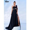 Originální plesové šaty maxi LC10177 (Barva Černá, Velikost XL)