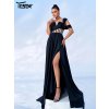 Originální plesové šaty maxi LC10177 (Barva Černá, Velikost XL)