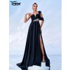 Originální plesové šaty maxi LC10177 (Barva Černá, Velikost XL)
