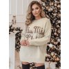 Dámský svetr one size MIU MIU s nápisem  MY2346 (Velikost ONE SIZE, Barva Béžová)