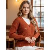 Dámský svetr na zip KNITVIA  MY2420 (Velikost ONE SIZE, Barva Oranžová)