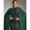 Sexy dlouhé šaty na společnost Sequins SQ1181 (Barva Zelená, Velikost XL)