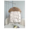 luxusní zimní bunda s peřím a límcem z přírodní kožešiny - XL