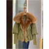 luxusní zimní bunda s peřím a límcem z přírodní kožešiny - XL