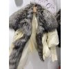 luxusní zimní bunda s peřím a límcem z přírodní kožešiny - XL