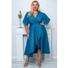 elegantní midi šaty s páskem  ELENA glossy - Malina 5XL