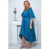 elegantní midi šaty s páskem  ELENA glossy - Malina 5XL