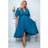 elegantní midi šaty s páskem  ELENA glossy - Malina 5XL