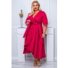 elegantní midi šaty s páskem  ELENA glossy - Malina 5XL