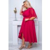 elegantní midi šaty s páskem  ELENA glossy - Malina 5XL