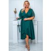 elegantní midi šaty s páskem  ELENA glossy - Malina 5XL