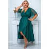 elegantní midi šaty s páskem  ELENA glossy - Malina 5XL