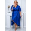 elegantní midi šaty s páskem  ELENA glossy - Malina 5XL