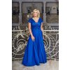 Krajkové maxi šaty na ples s rozparkem CRYSTAL - Modré
