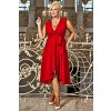 červené midi šaty s výstřihem a zavazováním GRETA - 5XL
