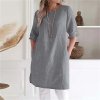 Dámské lněné šaty BR261 (Barva Šedá, Velikost S)