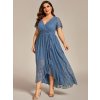 elegantní krajkové midi šaty s výstřihem do V – Teal XXL