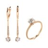 Elegantní sada se zlacením náušnice a prsten (Barva (Varianta) ROSE GOLD, Velikost prstenu 7 (54,3 mm))