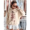 Dámská mikina oversize s kapucí LOVEWILL  BY1469 (Velikost ONE SIZE, Barva Béžová)