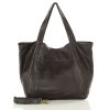 Velká kožená nákupní taška shopper s kapsou (Barva Černá)