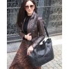 Velká kožená nákupní taška shopper s kapsou (Barva Černá)
