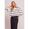 Crop top dámský s vícebarevným potiskem pruhy M844 (Velikost S/M, Barva Barevná)