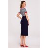 Pouzdrová sukně s vysokým pasem a přezkami S297 - Modrá S