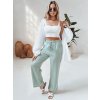 Dámské kalhoty látkové wide leg LINESSA  UY2643 (Velikost 2XL, Barva Světle zelená)