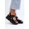 Dámské sandály na klínové podrážce a platformě z ekokože  Triaola (Velikost 38, Barva Černá)
