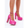 Lakovane Lodičky Na Vysokém Podpatku A Platformě  Nianka (Velikost 38, Barva Růžová)