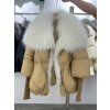 Dámská luxusní péřová bunda – límec z lišky, silné zateplení (Barva (varianta) Khaki gold, Velikost M)